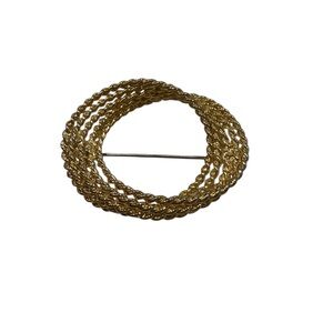 Vintage Gold-Tone Twisted Rope Brooch Pin